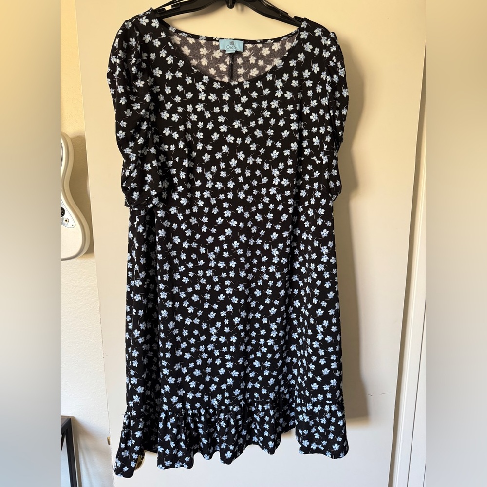 CeCe Dress with Black and White Floral Pattern